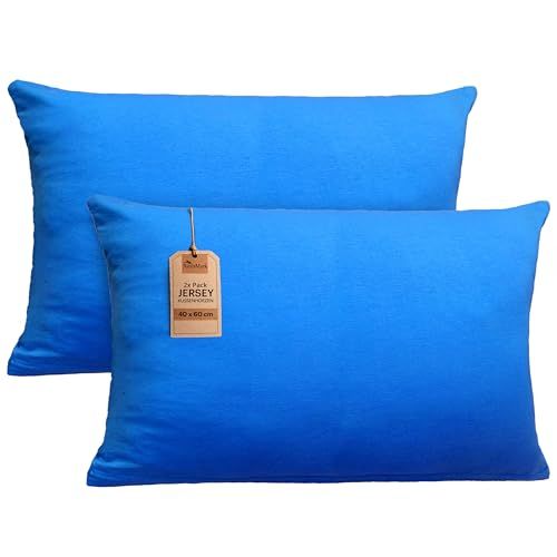 NatureMark 2-pack jersey kussensloop kussenslopen zijslaper nekkussen vele maten en kleuren OEKO-TEX (40 x 60 cm (nekkussen geschikt), koningsblauw)