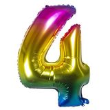 Boland - Folieballon '4' regenboog (86 cm)