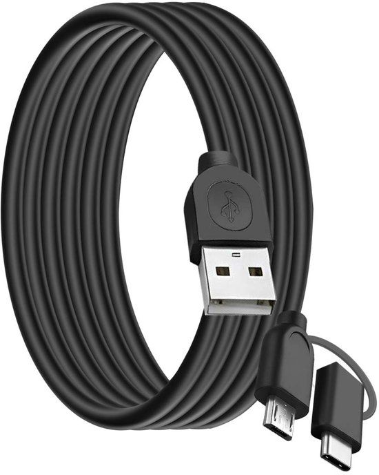 Bigben Connected 2-in-1 Kabel - USB-A naar Micro-USB & USB-C - 1.2m, Zwart