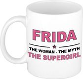 Bellatio Decorations naam cadeau mok - Frida - Woman Myth Supergirl - koffiemok - 300 ml - collega - moederdag