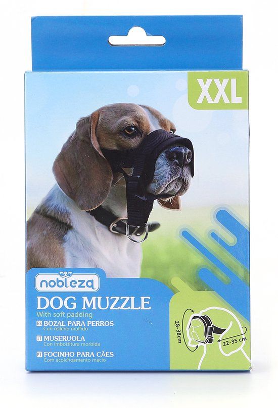Nobleza Muilband Hond - Zwart - XXL - Anti-Trek