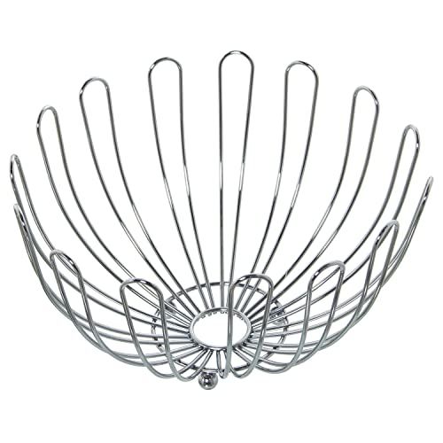 DRW Ronde fruitschaal van metaal in chroom, 30 x 19 cm