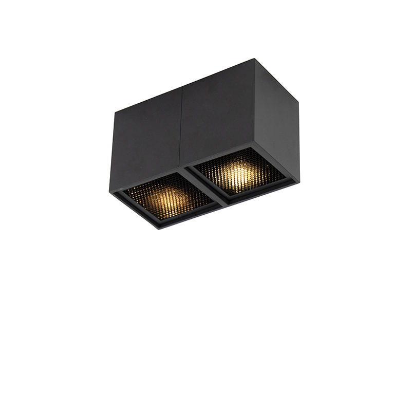 QAZQA qubo - Plafond spot - 2 lichts - L 165 mm - Zwart