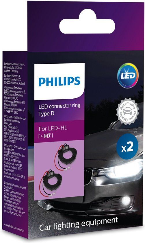 Philips Adapter Rings Type I for LED Headlights (H7) - Black - 2 Pack