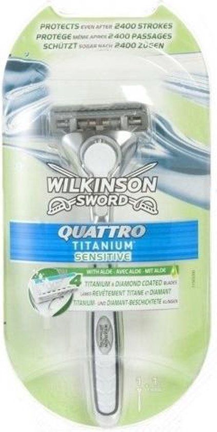 Wilkinson Sword Quattro Titanium Sensitive Razor for Women - 4 Blades