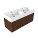 Saniclass Holz Frame Badkamermeubelset - 120x45x52cm - Legend keramische wastafel wit - 2 wasbakken - 2 kraangaten - 1 lade - mat walnut pure