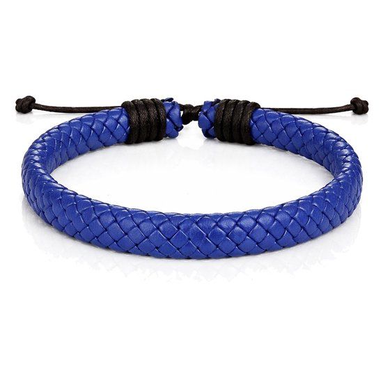 LGT JWLS Lookinggoodtoday Leren armband Heren Blauw Verstelbaar Gevlochten leer
