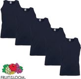 Fruit of the Loom 5 Pack Valueweight Sportshirt-Onderhemd Blauw Maat S