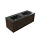 Saniclass Holz Frame Badkamermeubelset - 120x45x42cm - Vygo keramische wastafel zwart - 2 wasbakken - zonder kraangaten - 1 lade - mat eiken charcoal (hout) SW1420773/SW773933