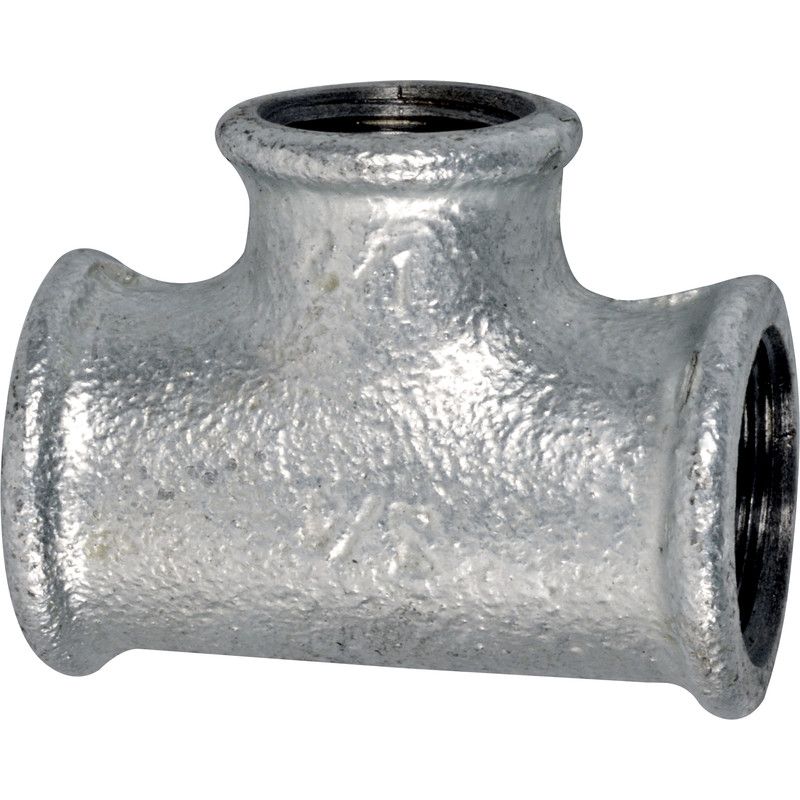 T-stuk verloop nr.130 verzinkt 3/4"x1/2"x3/4"
