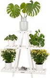 needs&wants® Plantenstandaard van hout, weerbestendig, voor binnen en buiten, balkon, tuin, 83 x 28 x 83 cm, wit