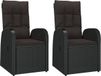 vidaXL 3-delige Loungeset poly rattan en massief acaciahout zwart