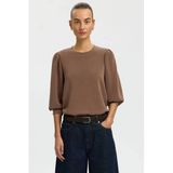Selected Selected oversized trui met plooien - bruin