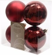 - Kerstboom decoratie kerstballen mix donker rood 4 stuks