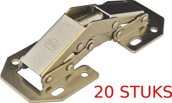 AMIG Kastscharnier Meubelscharnier 100mm - 20 stuks - Vernikkeld Staal - 90 graden - Incl. Schroeven