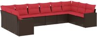 vidaXL 10-delige Loungeset met kussens Poly Rattan Bruin