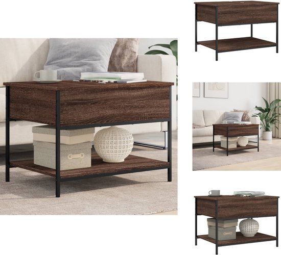 vidaXL Salontafel 70x50x50 cm bewerkt hout en metaal bruineikenkleur