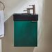 Hudson Reed Cluo Meuble lave-mains suspendu – 40 cm – Vert foncé – Avec lavabo noir – Avec poignée invisible bronze brossé