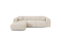 Canapé convertible angle gauche 5 places en velours texturé beige