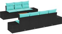 vidaXL Tuinbankenset 8 st Zwart en Turquoise poly rattan