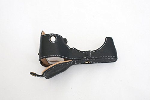 TP TP-handgemaakte echt lederen halve cameratassen voor Sony A7 Sony A7R Sony A7S - zwart - onderzijde openingsversie