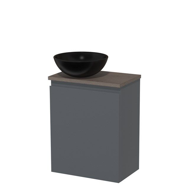 Maxaro Modulo Toiletmeubel - 41 cm - Donkergrijs - Donkerbruin Eiken