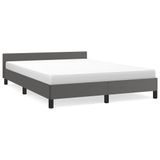 VidaXL Bedframe met hoofdeinde, zonder matras, grijs, 200x200 cm