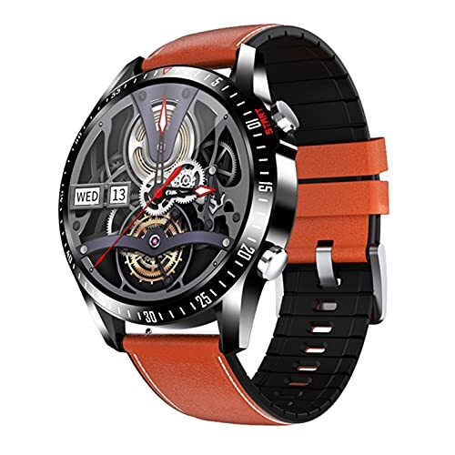 ZWHJL Zakelijke Smart Horloge Mannen Bluetooth Oproep Lichaamstemperatuur Custom Dial Spelen Muziek Volledige Touchscreen Waterdichte Fitness Smartwatch, Bruin