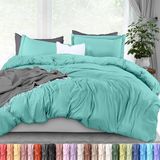 Utopia Bedding Dekbedovertrek Queen Size Set - 1 dekbedovertrek met 2 kussenslopen - 3-delig dekbedovertrek met ritssluiting - ultrazacht geborsteld microvezel, 228 x 229 cm (Queen, Spa Blue)