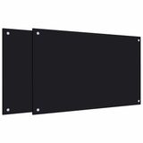 vidaXL - Spatschermen - keuken - 2 - st - 80x50 - cm - gehard - glas - zwart