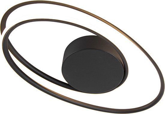 QAZQA Rowan - LED Plafondlamp - Zwart - 50cm - Dimbaar