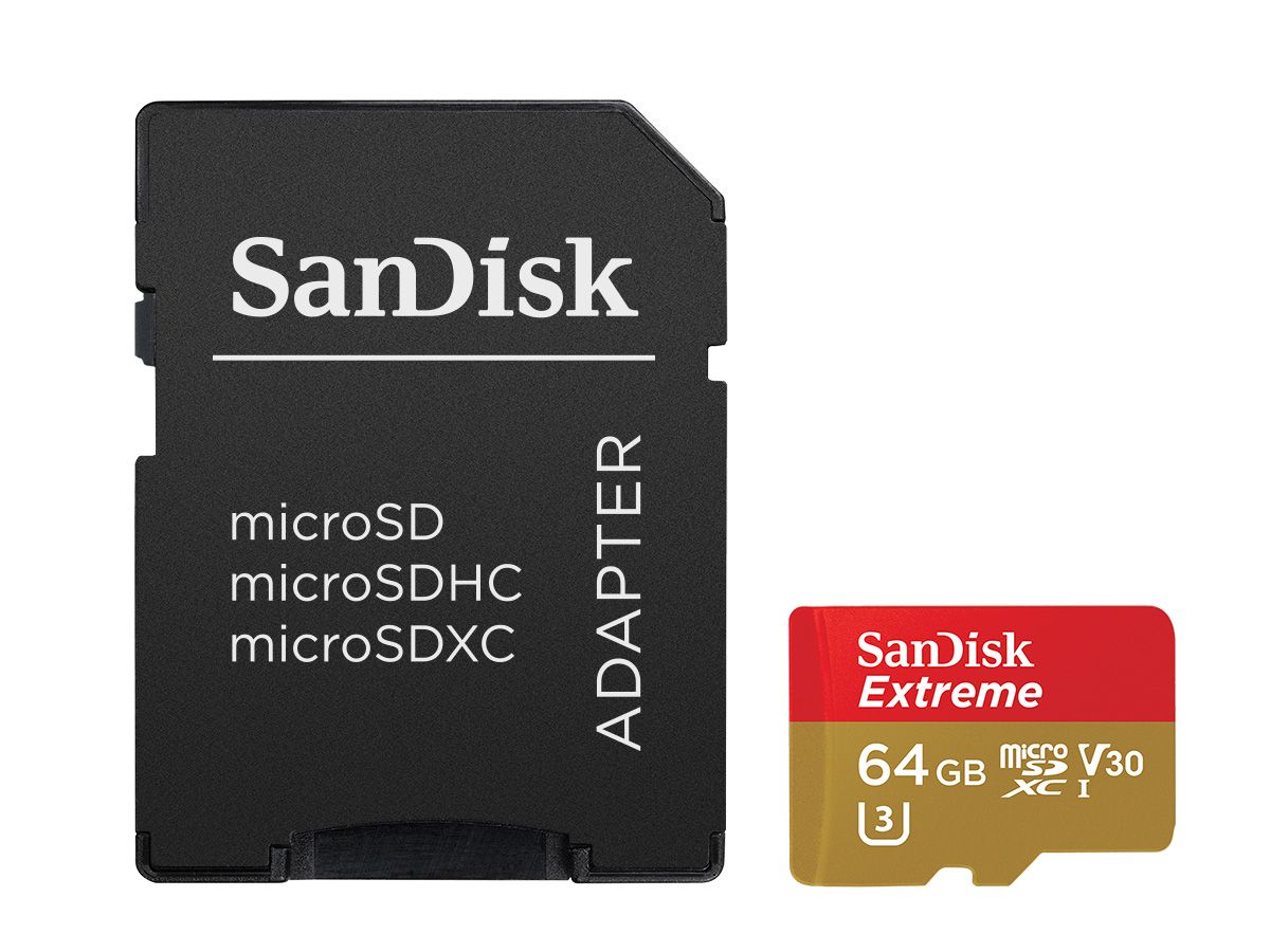 Sandisk 64GB Extreme MicroSDXC UHS-I Class 10 met SD-adapter