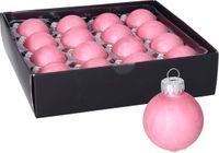 Othmar Decorations Luxe kleine kerstballen - 16x st - 4 cm - roze - glas - ice finish