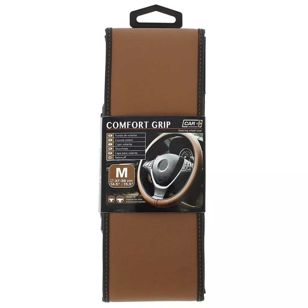 Car Plus stuurhoes Comfort Grip uni kunstleer bruin 37-38 cm