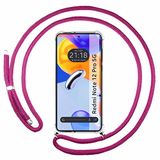 Tumundosmartphone Transparante beschermhoes voor Xiaomi Redmi Note 12 Pro 5G met roze koord, fuchsia