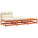 Banc de jardin sans accoudoirs avec coussins et repose-pieds