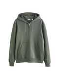 Next Heren Katoenrijke Lichtgewicht Jersey Hoodie met Rits - Khaki Green
