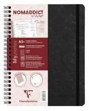 Clairefontaine 782361C Nomaddict (ex Age Bag) Notitieboek Spiraalbinding en Uitscheurbare Strook My.Notes Zwart - A5+ 16x21cm - 120 Uitscheurbare Pagina's Gelijnd - Wit Papier 90 g - Omslag Karton