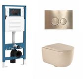 QeramiQ Dely Swirl Toiletset - Hangend toilet - Inbouwreservoir - Zonder spoelrand - Diepspoel - PK afvoer - Dual flush - Met deksel - Soft-close - Afklikbare zitting - Keramiek - Standaard diepte
