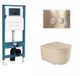 QeramiQ Dely Swirl Toiletset - Hangend toilet - Inbouwreservoir - Zonder spoelrand - Diepspoel - PK afvoer - Dual flush - Met deksel - Soft-close - Afklikbare zitting - Keramiek - Standaard diepte