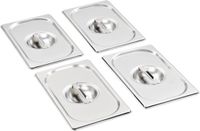 vidaXL - Deksels - 4 stuks - voor GN 1/4 schalen - roestvrij staal