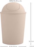 MSV Afvalemmer met Kanteldeksel – Prullenbak voor Badkamer, Toilet en Keuken – Modern Design Afvalbak uit de AKO Collectie – Beige, 5.5 L