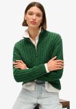 Superdry Gebreide rugbytrui met halve rits Dames forest green