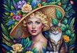 Bluebird Puzzle kunst puzzel vrouw en kat 1000 stukjes karton.