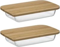 5Five Ovenschaal van borosilicaat glas met deksel - 2x - rechthoek - 1.6 Liter - 29 x 19 x 5 cm