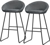 ML-Design Barkruk set van 2 antraciet stof 56x94x50 cm met rugleuning en voetensteun tot 120 kg
