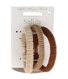 Solida élastique à cheveux scrunchie beige et brun, 6 cm