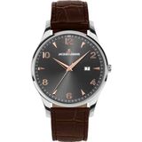 Jacques Lemans 1-2215D Polshorloge Heren Kwarts Leer Zilverkleurig Grijs Bruin