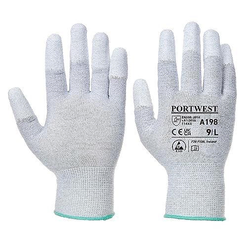 Portwest A198 Antistatische PU Vingertop Handschoen - Maat S - Grijs