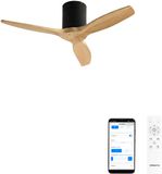 Create Stille 40W Plafondventilator met Technische ABS Bladen - S - Zwart / Licht Houtlook - WIFI - WIND CALM